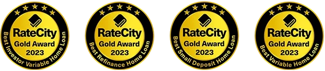 Winner of RateCity Gold Award for best Investor Variable Home Loan, Best Refinance Home Loan, Best Small Deposit Home Loan, and Best Variable Home Loan.